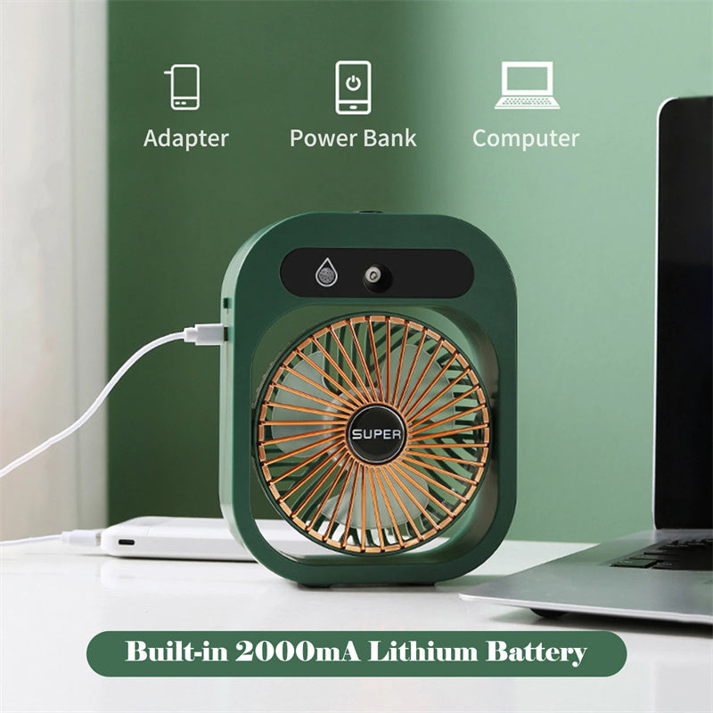 Air Conditioning Fan Desk Misting Fan Air Cooler Cooling USB Rechargeable Humidifier Portable Spray Fan With 3 Wind Speeds Mist Fan For Home - Your Shopify