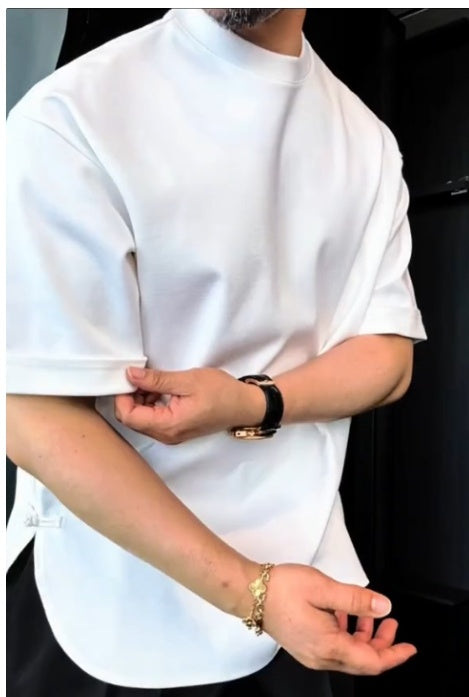 2025 Men's Buttoned Round Hem T-Shirt - Your Shopify